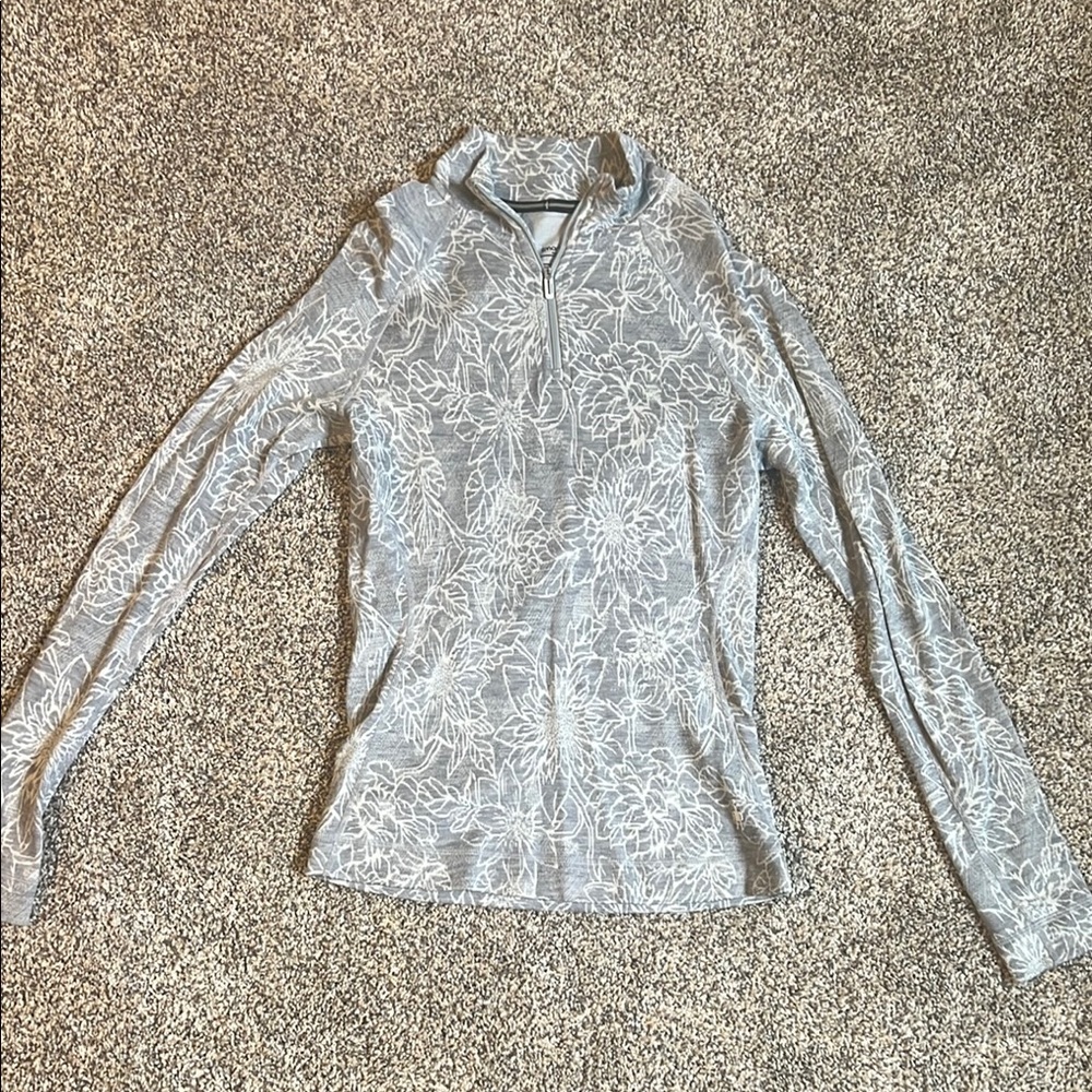 Smartwool Gray Ribbed Polo Long Sleeve Tee